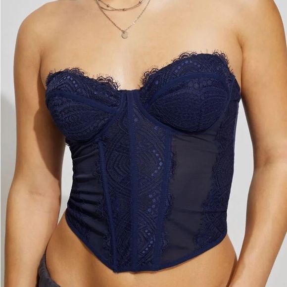 Chrishell Lace Mesh Bustier SM / NAVY BLUE - Picture 1 of 5